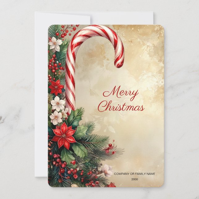 Tarjeta Festiva Candy Cane Christmas Holiday Card (Anverso)