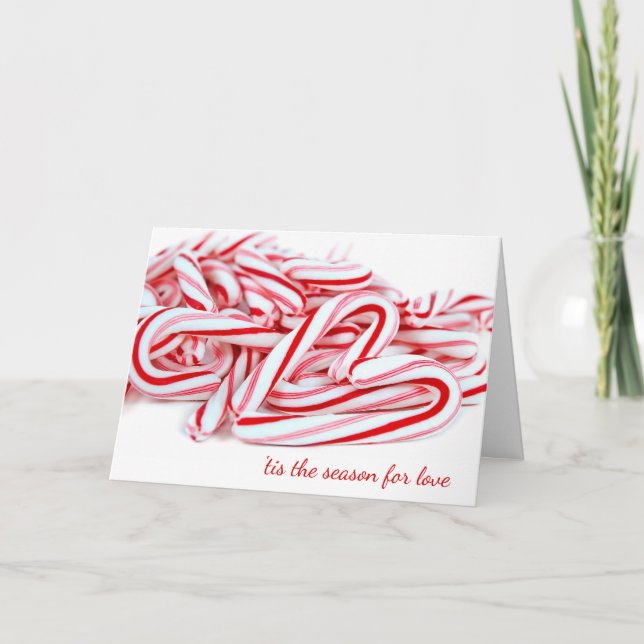 Tarjeta Festiva Candy Cane Heart (Anverso)