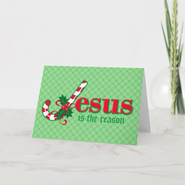 Tarjeta Festiva Candy Cane Jesus Card (Anverso)