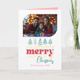 Tarjeta Festiva Candy Cane Pop Hand Drawing Merry Christmas Photo