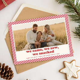 Tarjeta Festiva Candy Cane Stipe Funny Family Christmas Photo