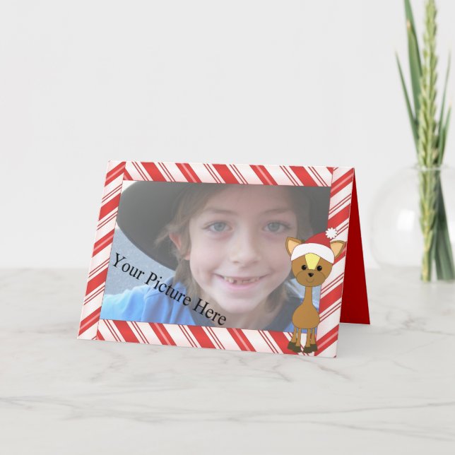 Tarjeta Festiva Candy-Cane Wayne Deer (Anverso)