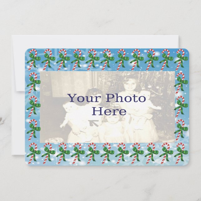 Tarjeta Festiva Candy Canes Christmas Photo Card (Anverso)