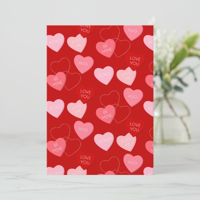 Tarjeta Festiva Candy Heart Cascade (Anverso de pie)
