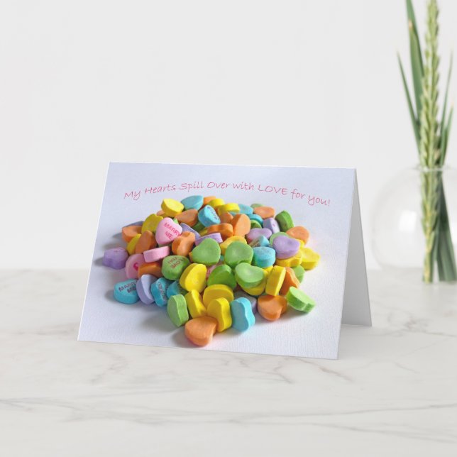 Tarjeta Festiva Candy Hearts (Anverso)