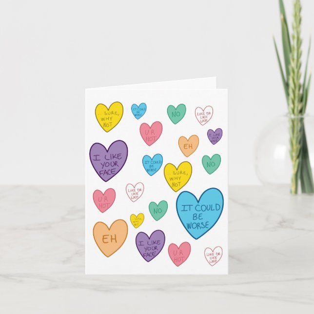 Tarjeta Festiva Candy Hearts (Anverso)