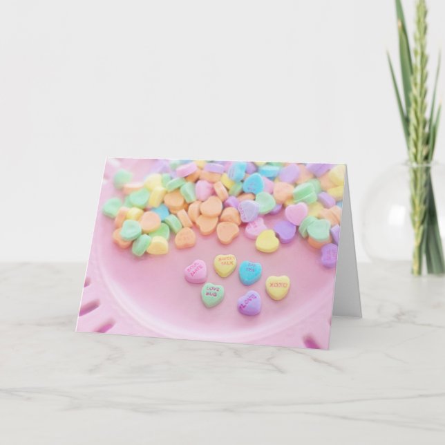 Tarjeta Festiva Candy Hearts Happy Valentine Day Holiday Card (Anverso)