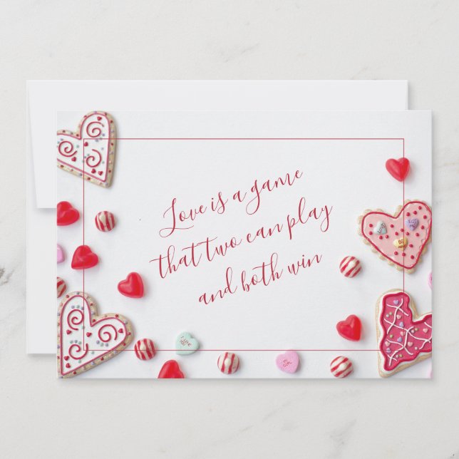 Tarjeta Festiva Candy Hearts Romance Love Verse (Anverso)