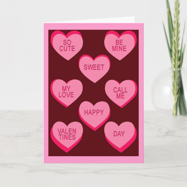 Tarjeta Festiva CANDY HEARTS Valentine (Anverso)