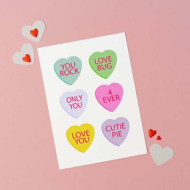 Tarjeta Festiva Candy Hearts Valentine Card (Subido por el creador)