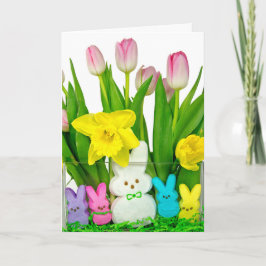 Tarjeta Festiva Candy marshmallow conejo de Pascua