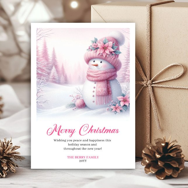 Tarjeta Festiva Candy themed pink snowman kids card digital edit (Candy themed pink snowman kids card digital edit)