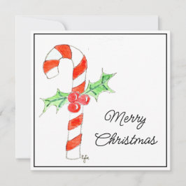 Tarjeta Festiva Candycane With Holly