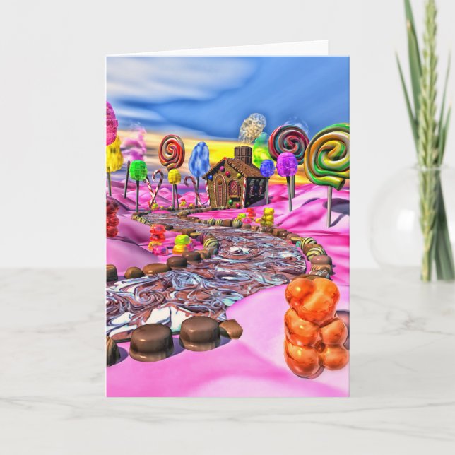 Tarjeta Festiva Candyland rosado (Anverso)