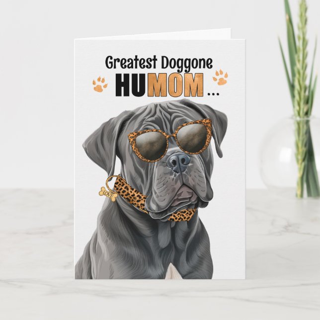 Tarjeta Festiva Cane Corso Dog Greatest HuMOM Mother's Day (Anverso)