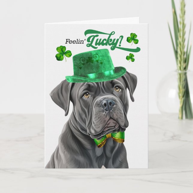 Tarjeta Festiva Cane Corso Dog Lucky St Patrick's Day (Anverso)