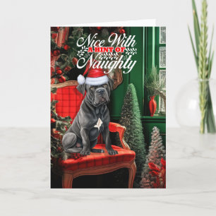 Tarjeta Festiva Cane Corso Navidades Perro travieso o agradable