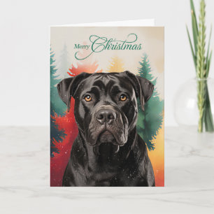 Tarjeta Festiva Cane Corso Perro Acuarela Pinos Lavados