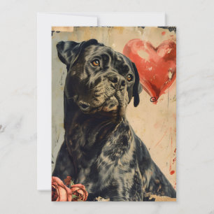 Tarjeta Festiva Cane Corso Vintage Día de San Valentín, 