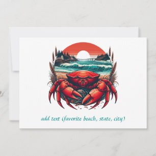 Tarjeta Festiva cangrejo de Maine costero/náutico