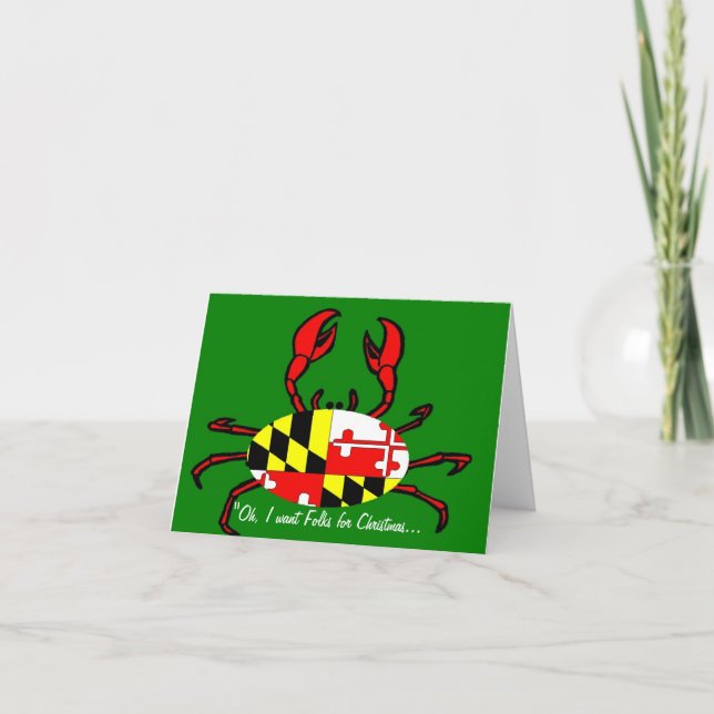 Tarjeta Festiva Cangrejos Navidades de Maryland (Anverso)