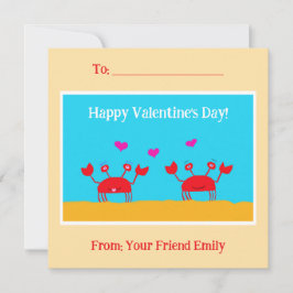 Tarjeta Festiva Cangrejos rojos Corazones Amistad Niños El día de 
