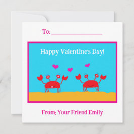 Tarjeta Festiva Cangrejos rojos Corazones Amistad Niños El día de 