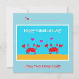 Tarjeta Festiva Cangrejos rojos Corazones Amistad Niños El día de 