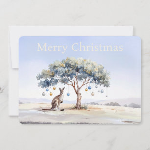Tarjeta Festiva Canguro bajo gumtree con Navidades baubles