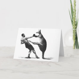 Tarjeta Festiva Canguro del boxeo del vintage