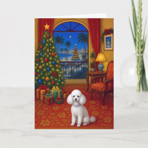 Tarjeta Festiva Caniche de juguete de vacaciones