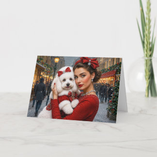 Tarjeta Festiva Caniche Francés