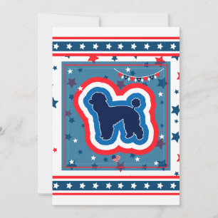 Tarjeta Festiva Caniche Patriótico Rojo Blanco Y Azul 4 De Julio