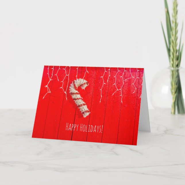 Tarjeta Festiva Cañón de caramelo en rojo - Navidades - Temporada  (Anverso)