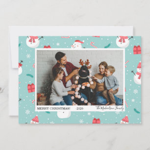 Tarjeta Festiva Cañones de dulce y foto de hombres de nieve