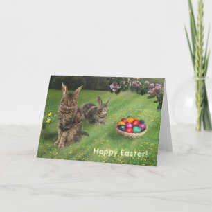 Tarjeta Festiva Cañones de gatos de Pascua ;-) 😽 🐰
