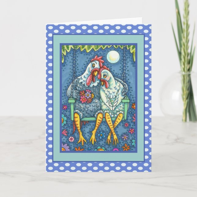 TARJETA FESTIVA CANOODLES DE ROOSTER HEN, HIDROMASAJE DE POLLO CUD (Anverso)