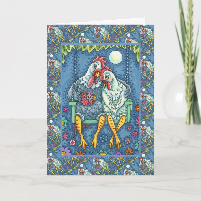 TARJETA FESTIVA CANOODLES DE ROOSTER HEN, HIDROMASAJE DE POLLO CUD (Anverso)