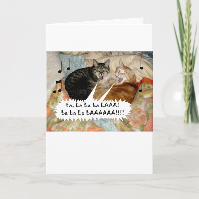 Tarjeta Festiva Cantando gatos (Anverso)