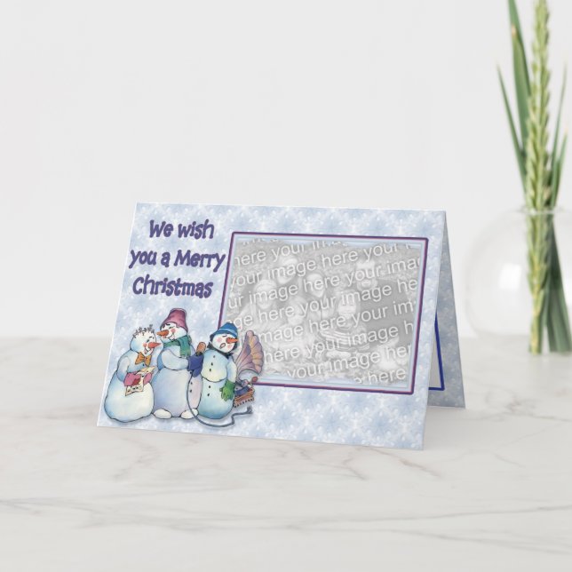 Tarjeta Festiva Cantando Snowmen (Anverso)