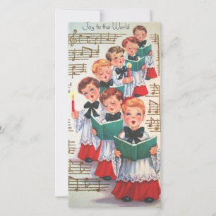 Tarjeta Festiva Canto vintage de coro navideño
