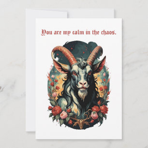 Tarjeta Festiva Caos de Guitarra Baphomet Gótico del Día de San Va