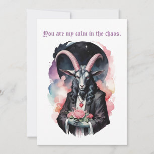 Tarjeta Festiva Caos de Guitarra Baphomet Gótico del Día de San Va