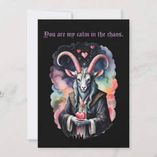 Tarjeta Festiva Caos de Guitarra Baphomet Gótico Día de San Valent