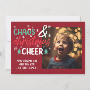 Tarjeta Festiva Caos y Navidades saludan a los graciosos