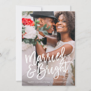 Tarjeta Festiva Capa cepillada casada y brillante del día de