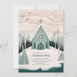 Tarjeta Festiva Capilla de Invierno | Fiesta Navideña Religiosa en