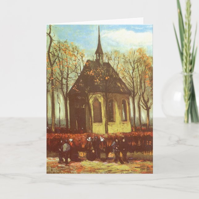 Tarjeta Festiva Capilla de Nuenen de Vincent van Gogh, Navidades (Anverso)