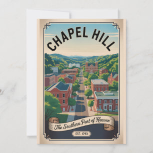 Tarjeta Festiva Capilla Hill Carolina del Norte Viaje Retro
