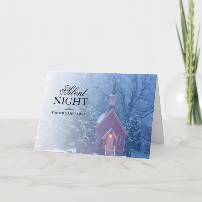Tarjeta Festiva Capilla histórica del valle de Yosemite - nevadas (Anverso)